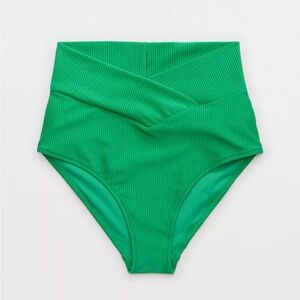NWT Aerie Shine Rib Crossover High Waisted Bikini Bottoms